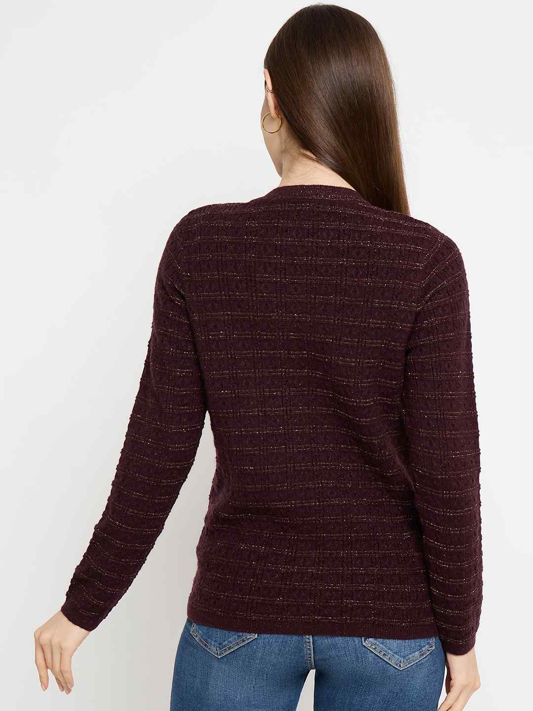 Madame Self Design Coffee Brown Cardigan - Image 6