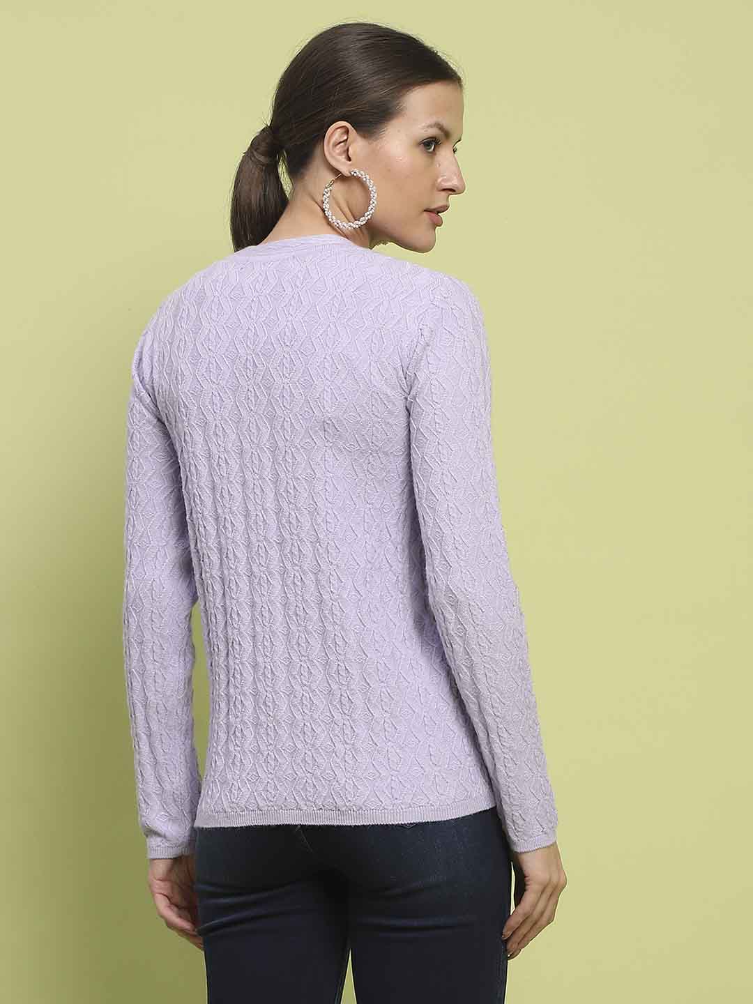 Madame Printed Cable Knit Mauve Cardigan - Image 6