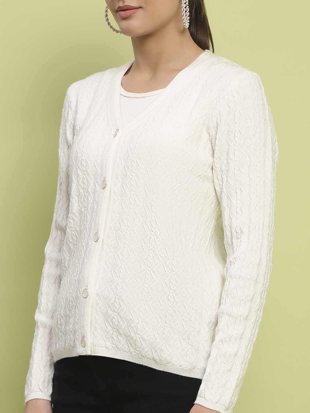 Madame Cable Knit Off White Cardigan - Image 7