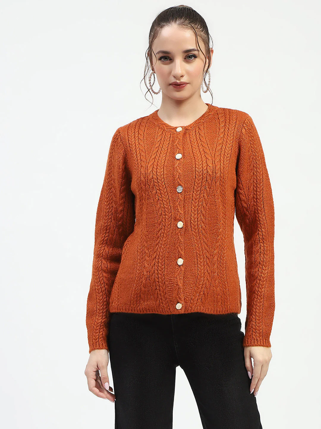 Madame Orange Button-Up Cardigan - Image 2