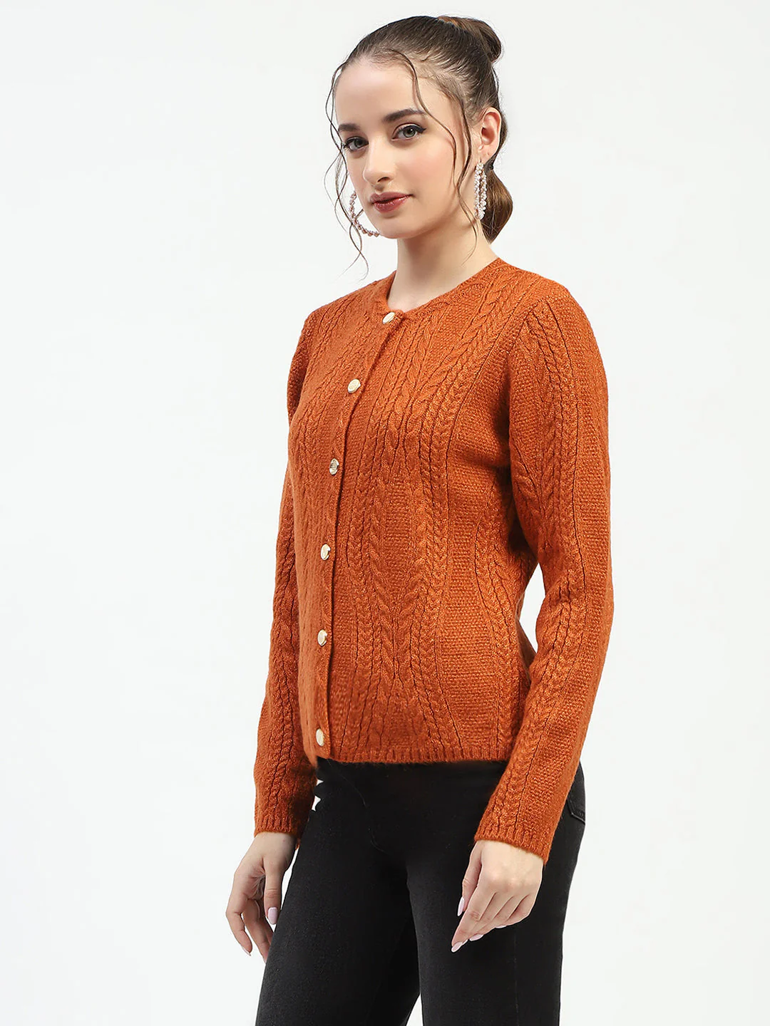 Madame Orange Button-Up Cardigan - Image 4