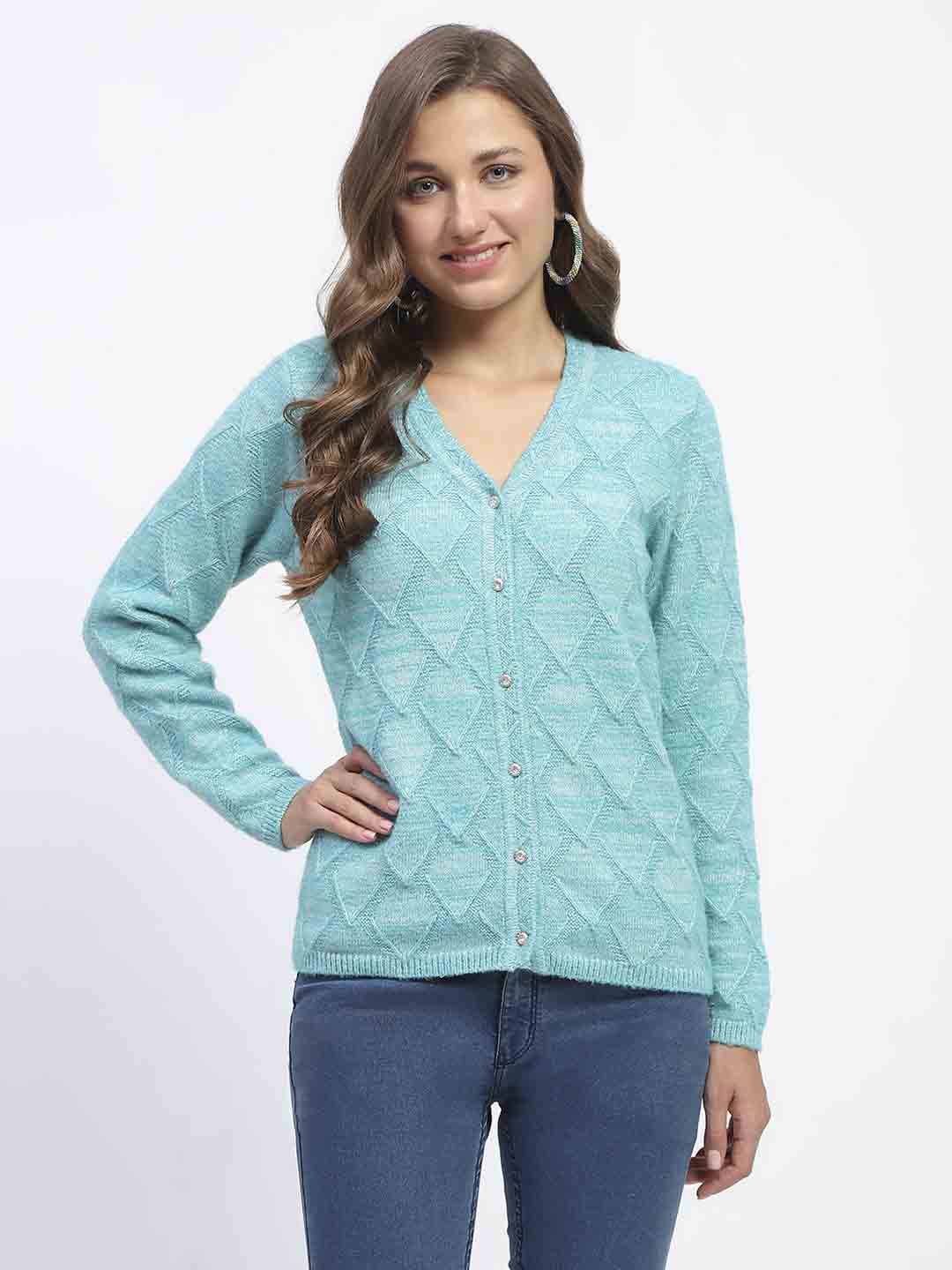 Madame V-Neck Sky Blue Cardigan - Image 3