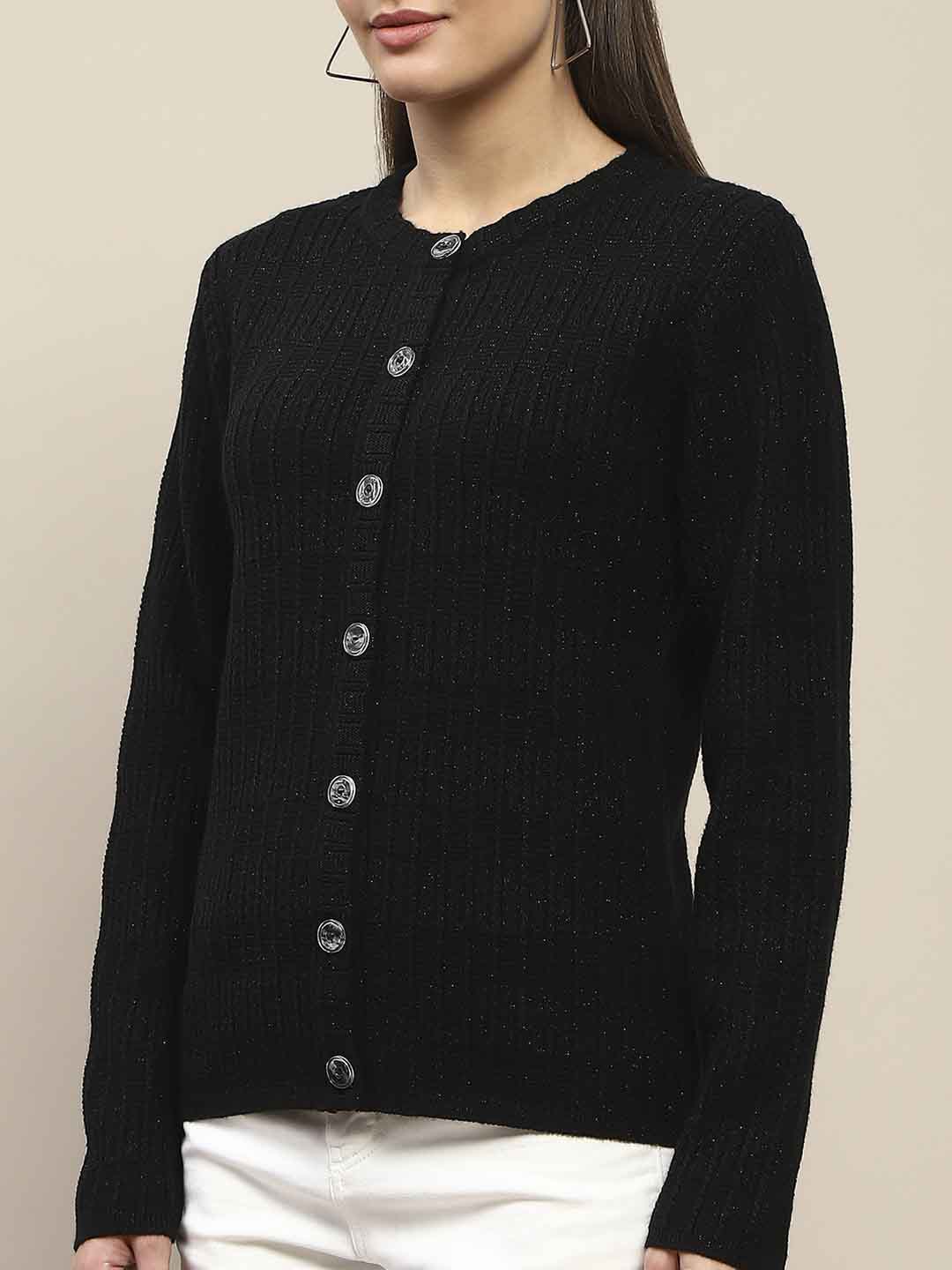 Madame Cable Knit Buttoned Black Cardigan - Image 7