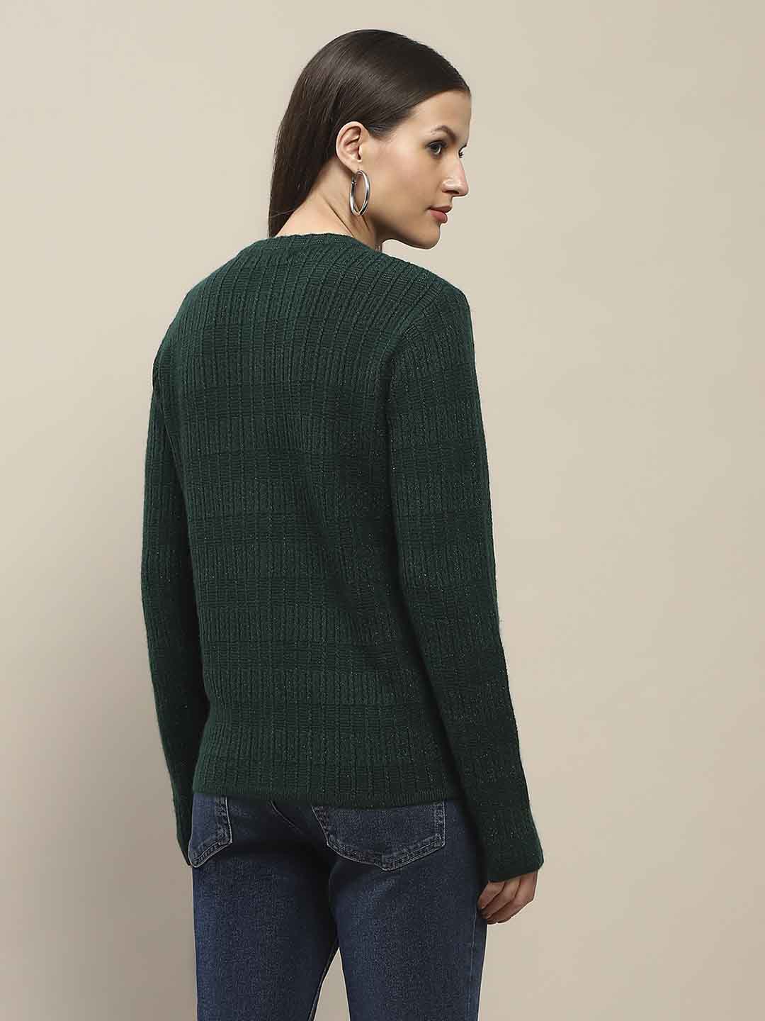 Madame Cable Knit Buttoned Bottle Green Cardigan - Image 6