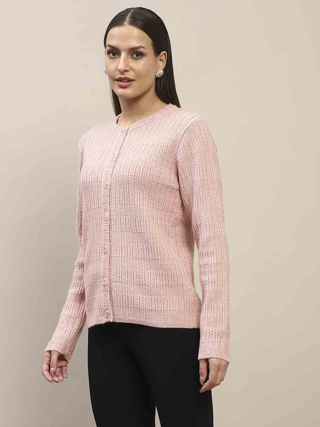 Madame Cable Knit Buttoned Peach Cardigan - Image 5