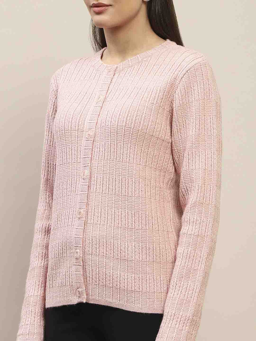 Madame Cable Knit Buttoned Peach Cardigan - Image 7