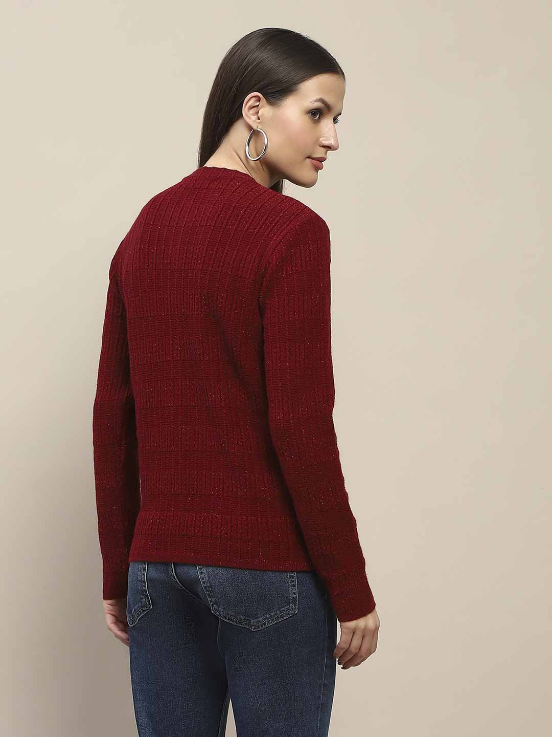 Madame Cable Knit Buttoned Red Cardigan - Image 6