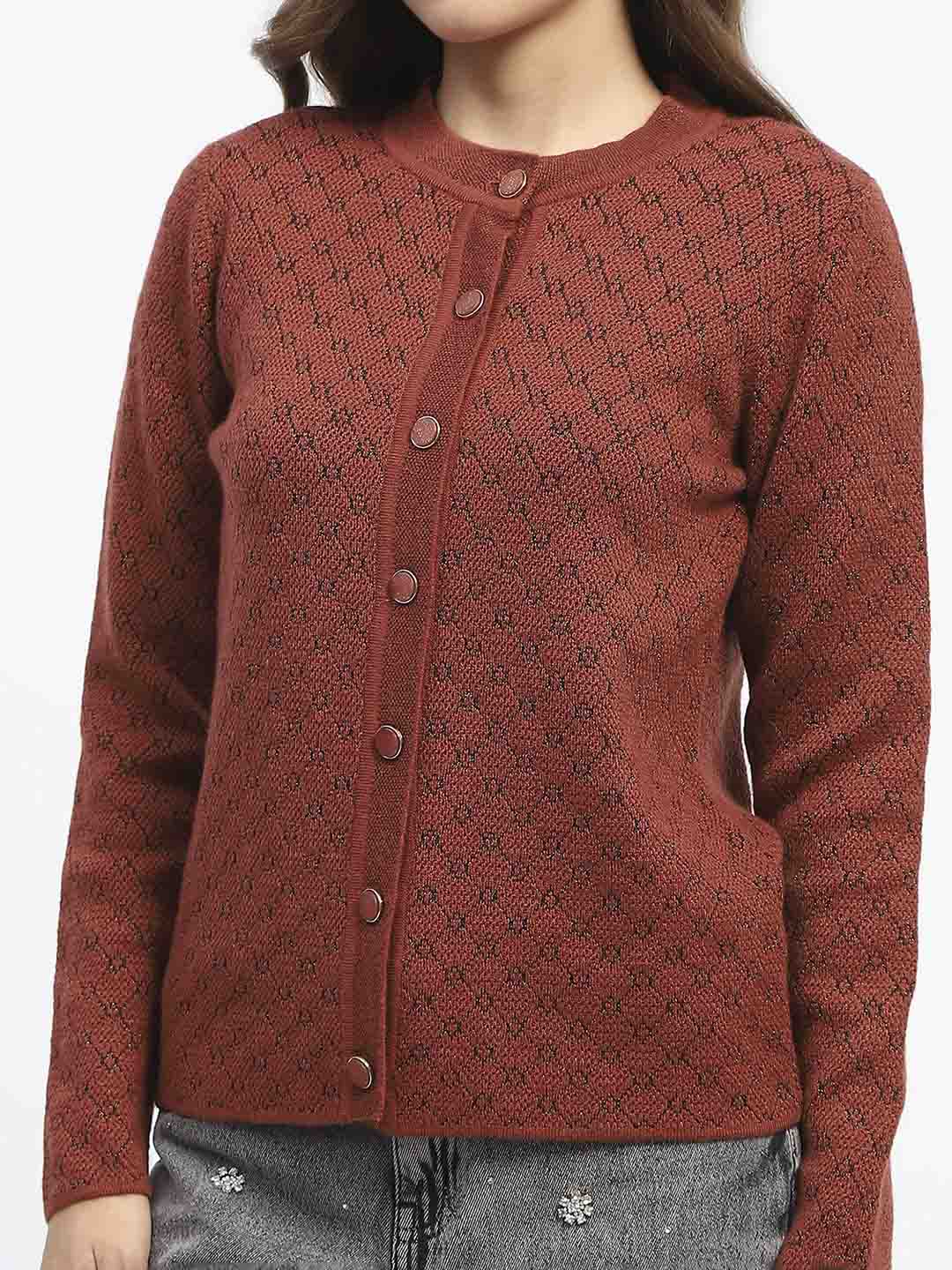 Madame Beige Printed Buttoned Cardigan - Image 6