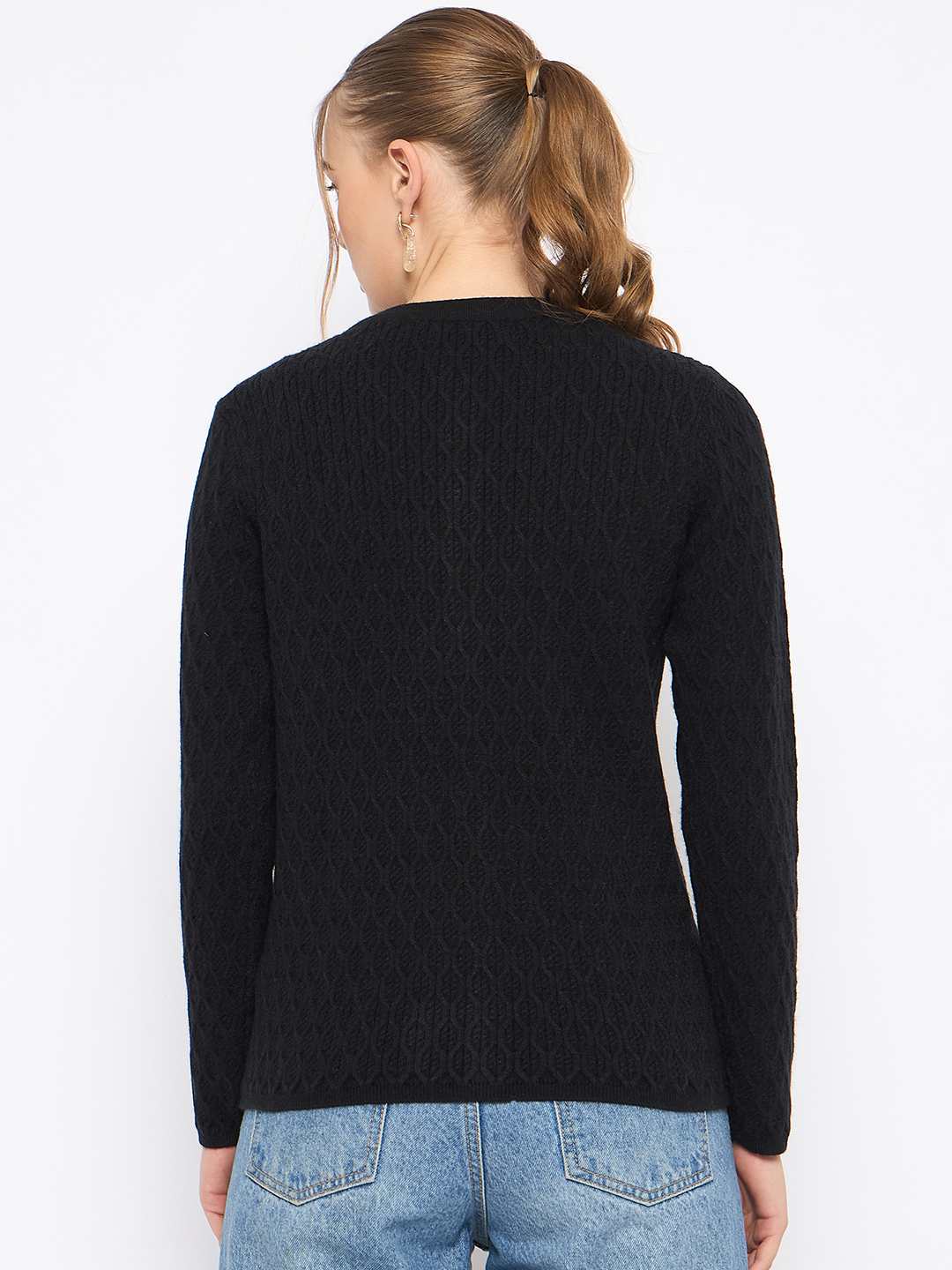 Madame Round Neck Black Cardigan - Image 6