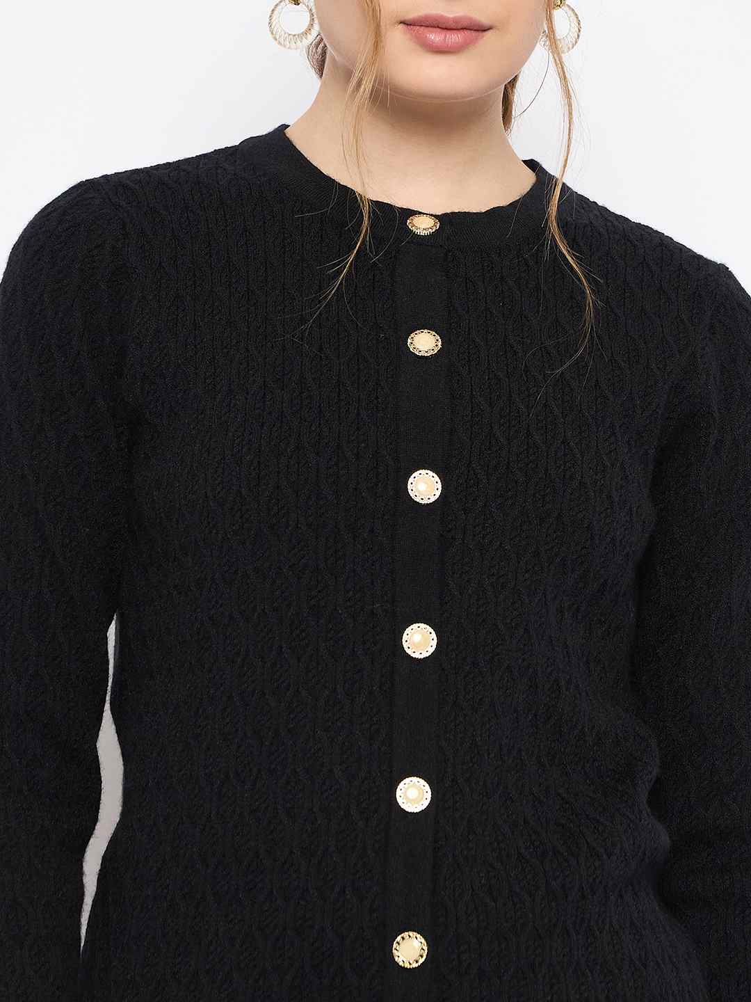 Madame Round Neck Black Cardigan - Image 7