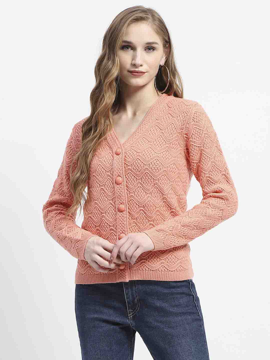 Madame Peach Cable Knit Button-Up Cardigan - Image 2