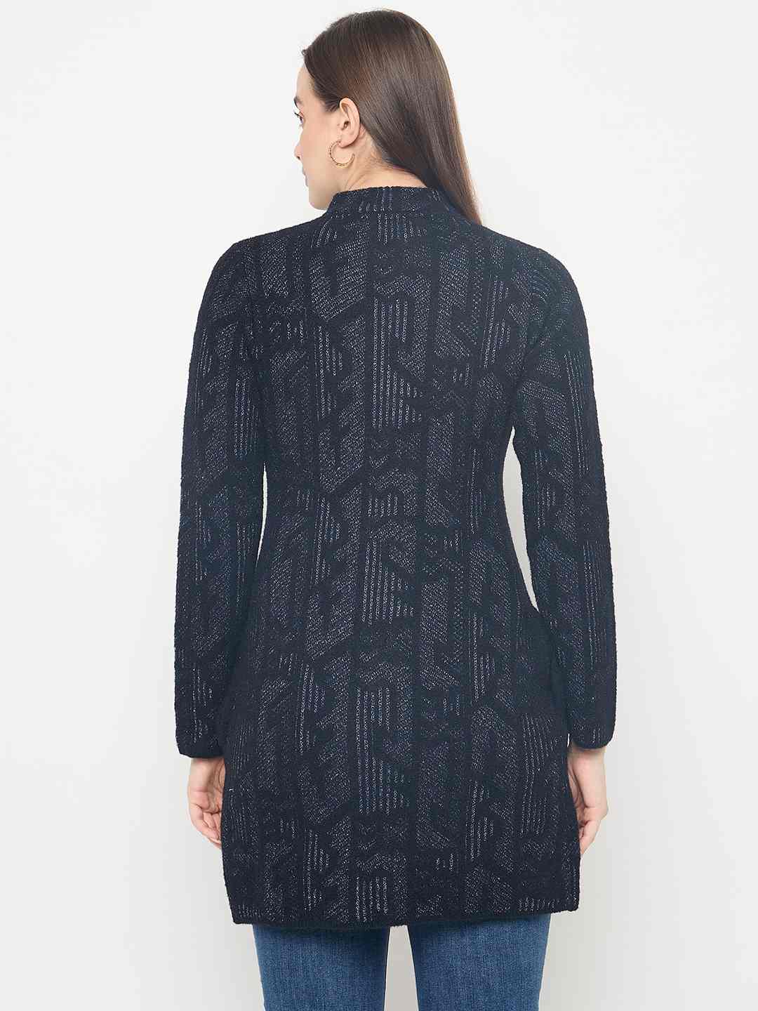 Madame Abstract Print Long Black Cardigan - Image 6
