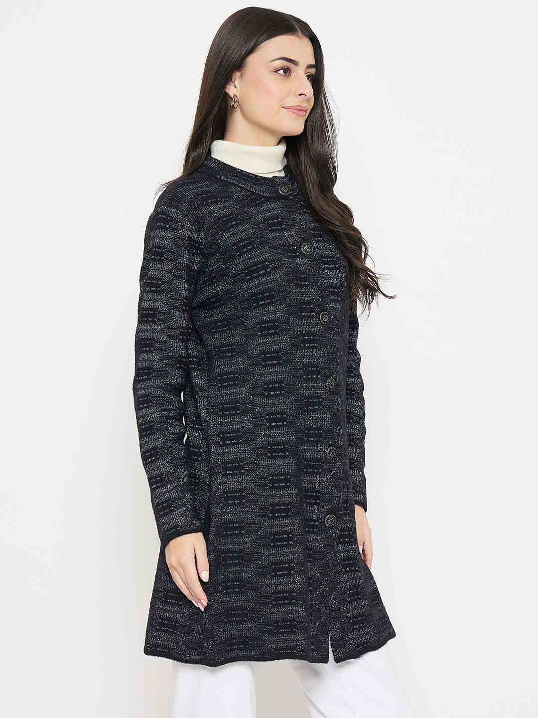 Madame Self Design Black Cardigan - Image 4