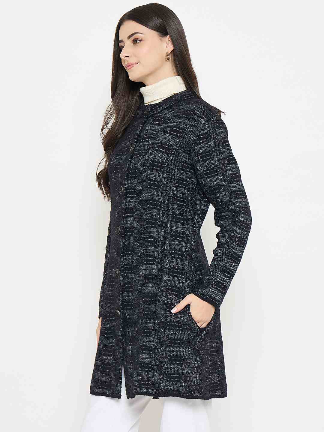 Madame Self Design Black Cardigan - Image 5