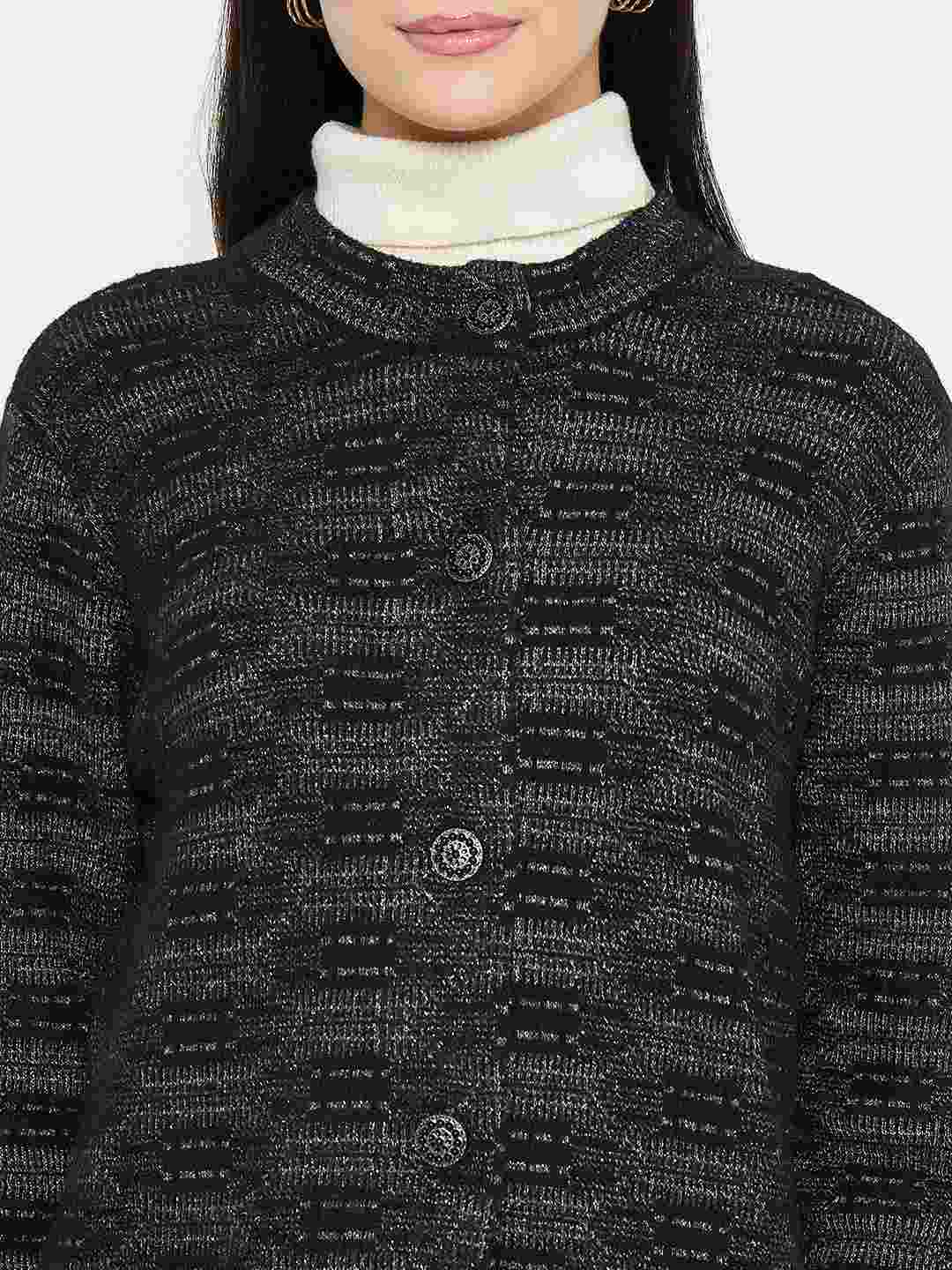 Madame Self Design Black Cardigan - Image 7