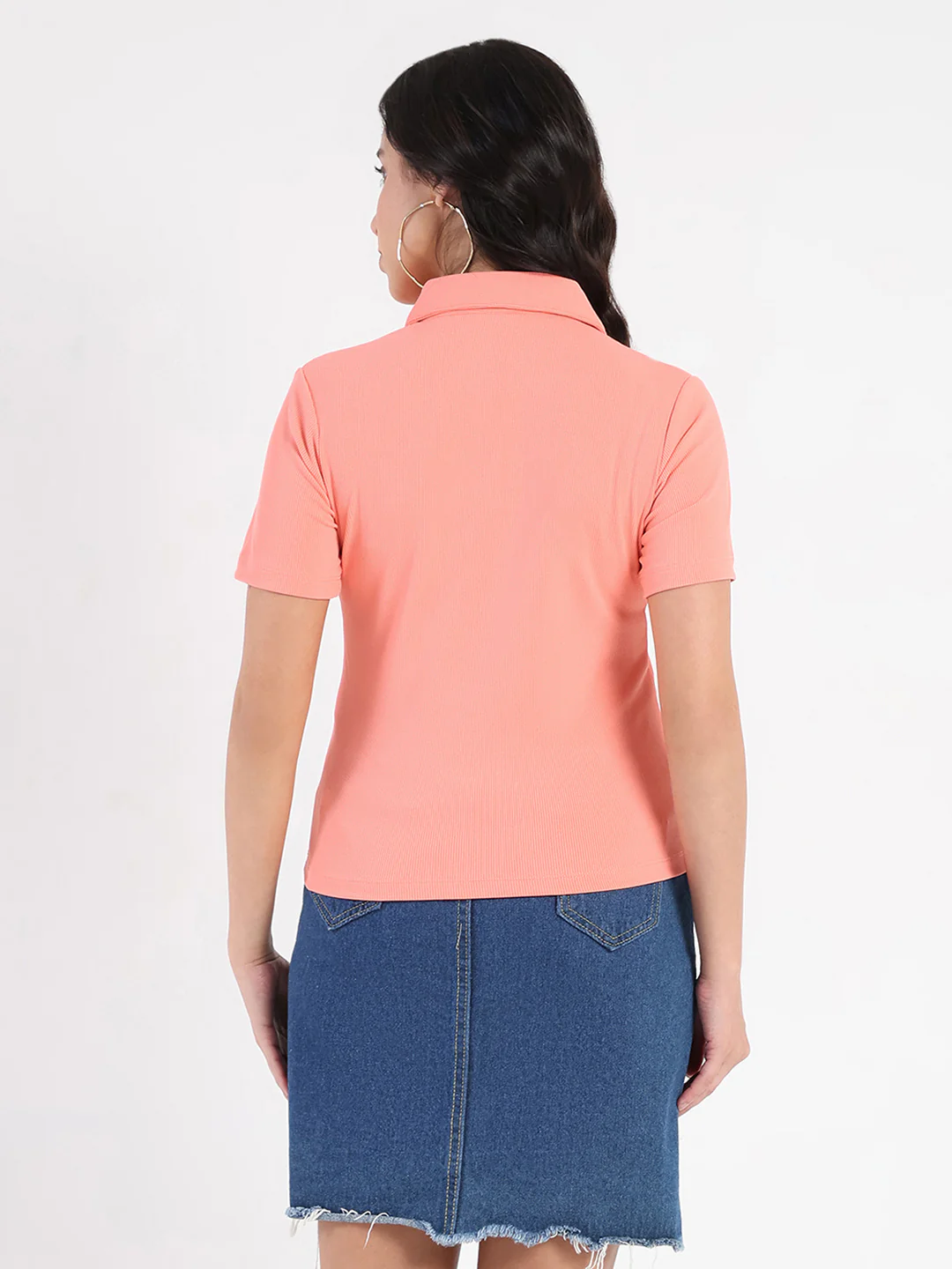 Madame  Solid Carrot Polo Pique T-shirt - Image 6