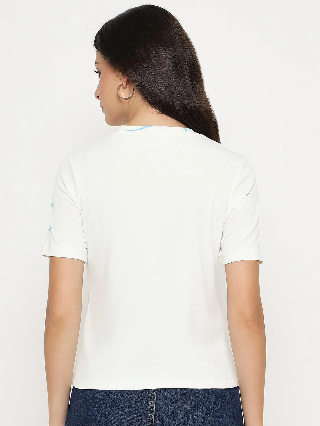 Madame Floral Print Sequin Detailed White T-Shirt - Image 6