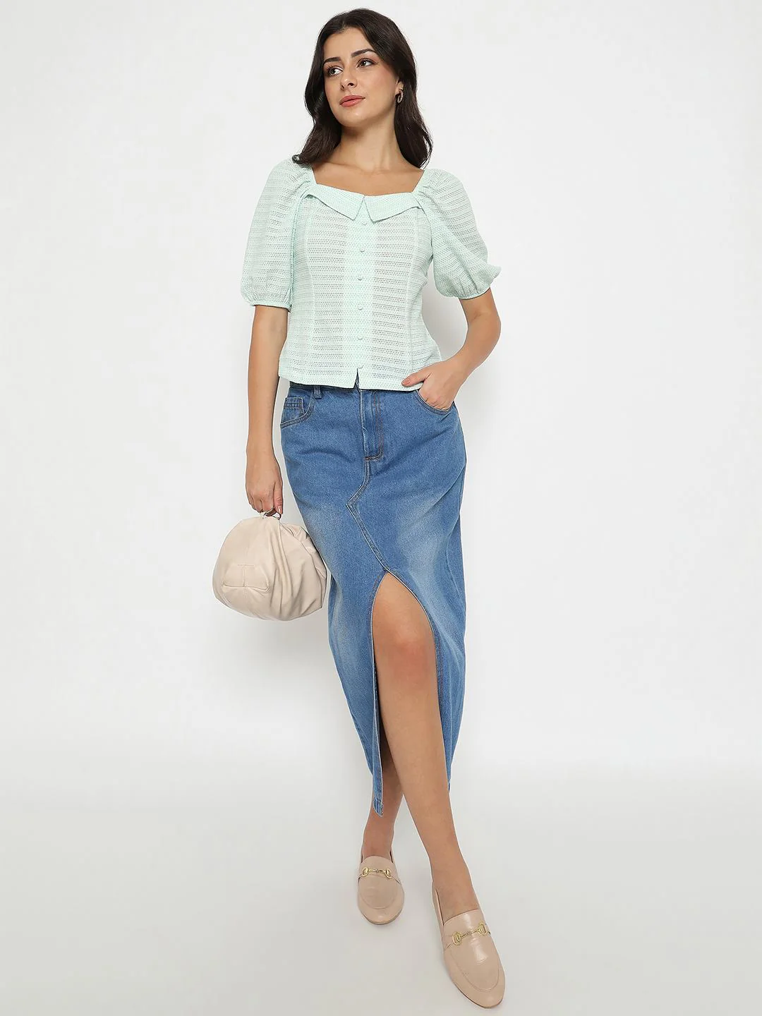 Madame Tie Detail Off Shoulder Turquoise Top - Image 2