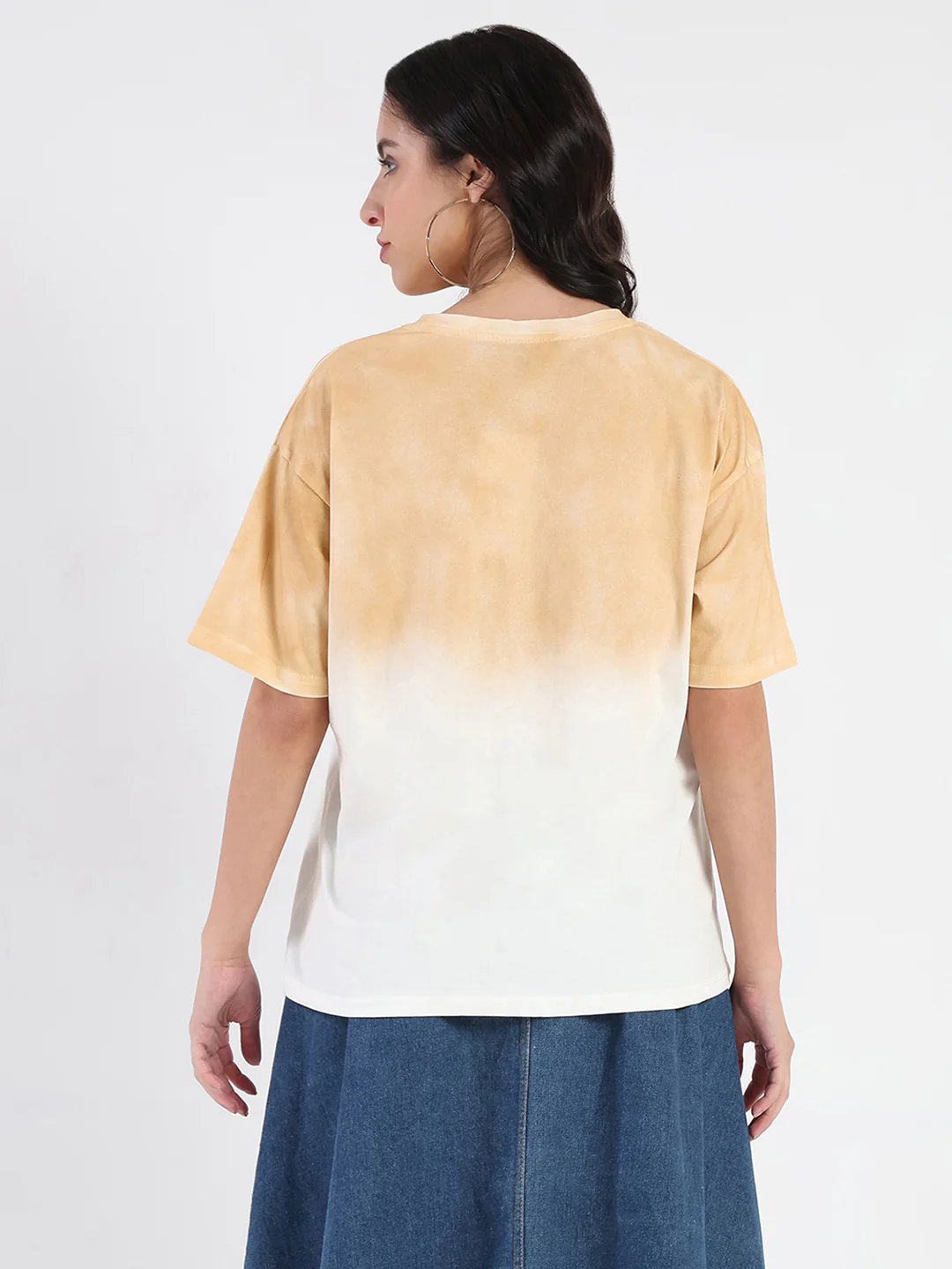 Madame Ombre Loose Fit Peach Oversize Cotton T-shirt - Image 6