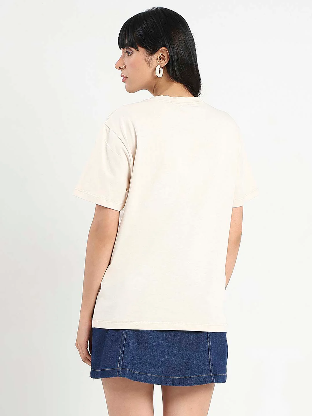 Madame Patchwork Detailed Cotton Beige Top - Image 4