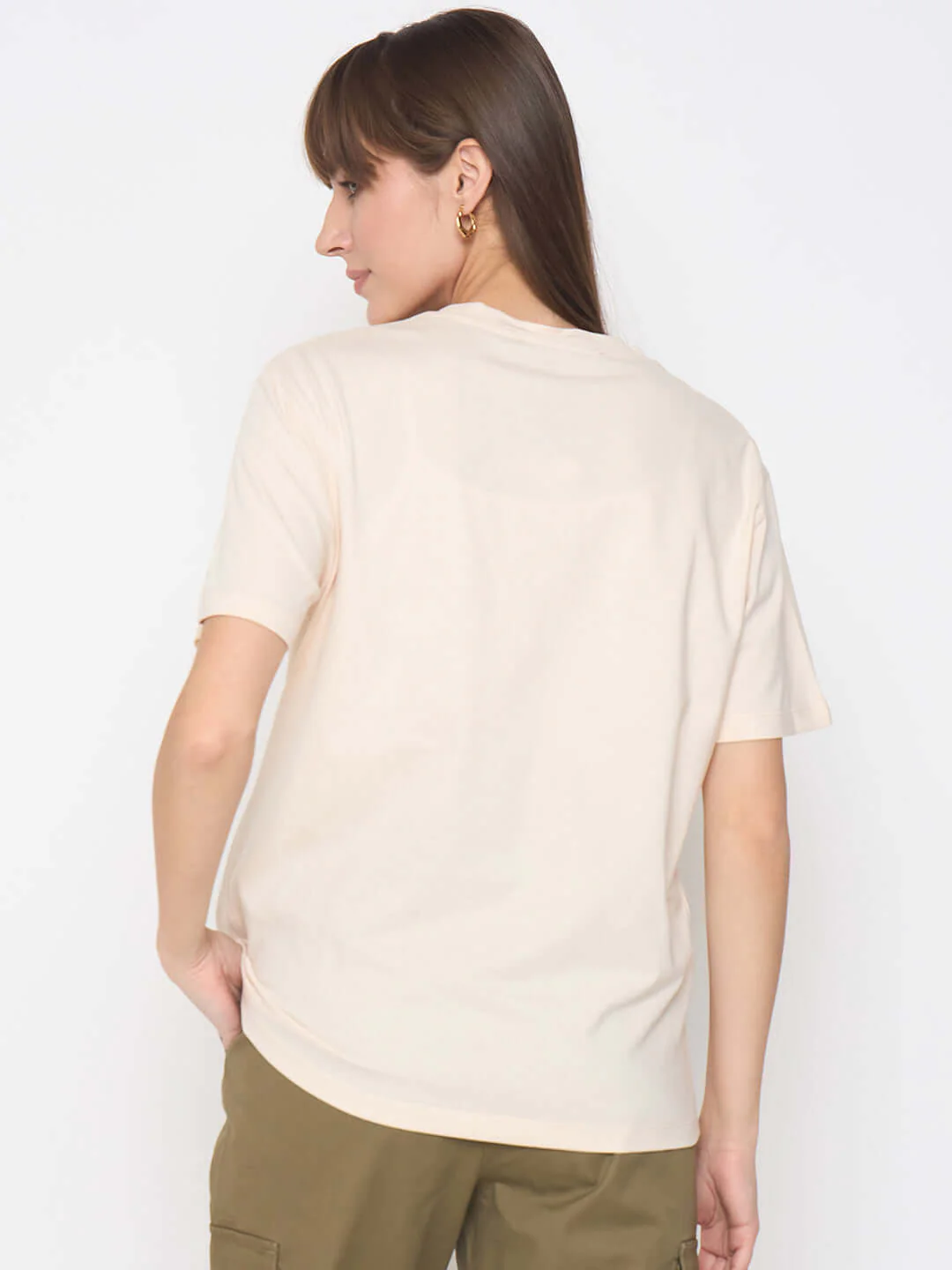 Madame Sinker Graphic Print Foil Detailed Beige Tshirt - Image 6