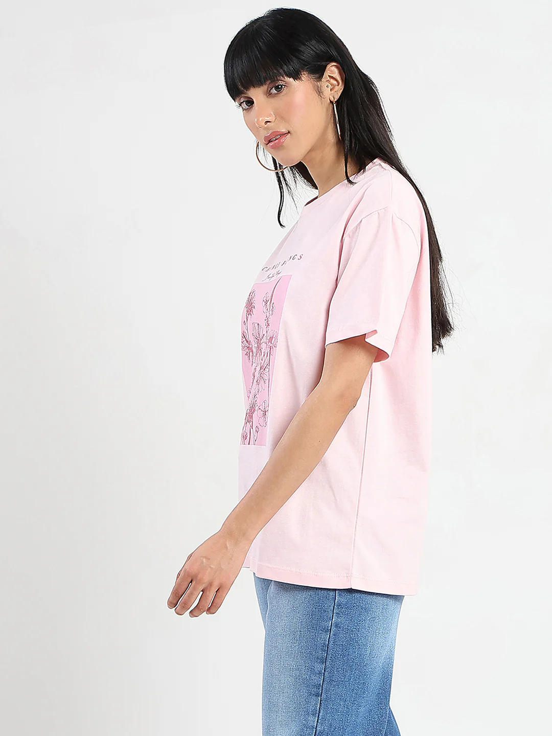 Madame Graphic Foil Print Handwork Detail Pink Cotton T-shirt - Image 5