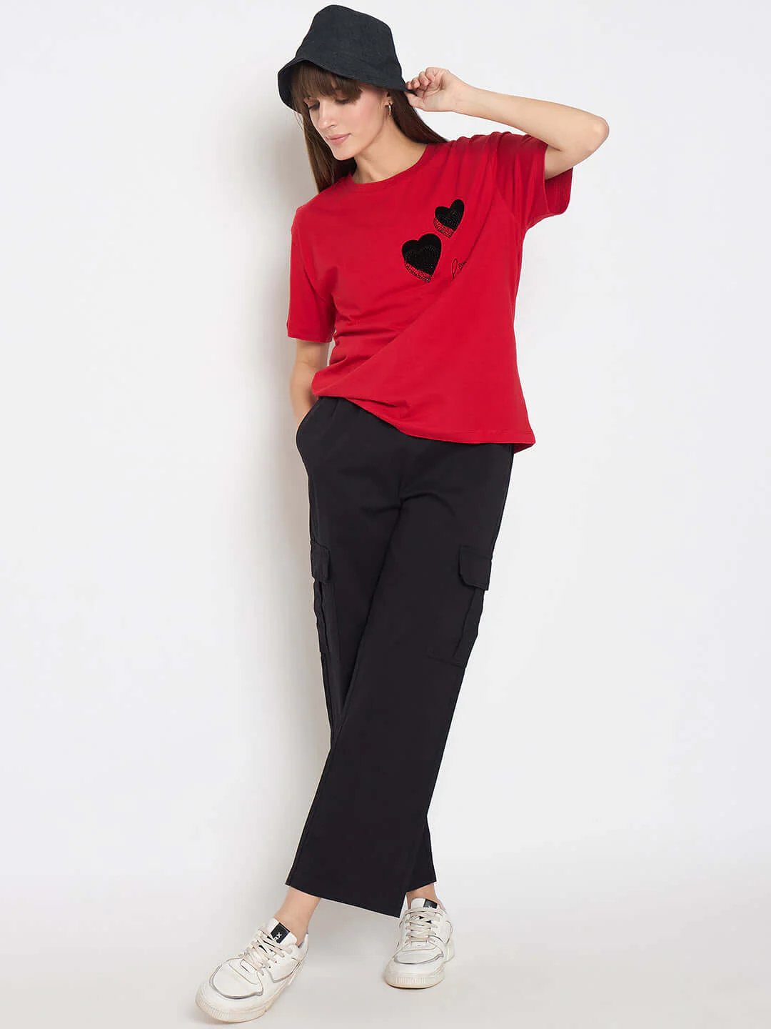 Madame Graphic Print Swarovski Detailed Red T-shirt - Image 2