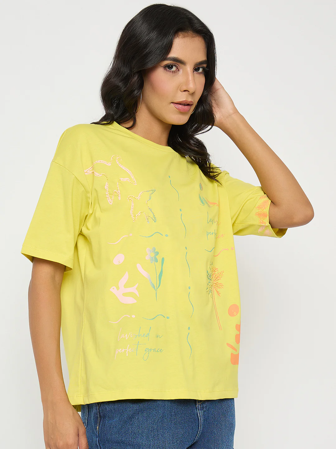 Madame All Over Print Lemon Yellow T-Shirt - Image 4