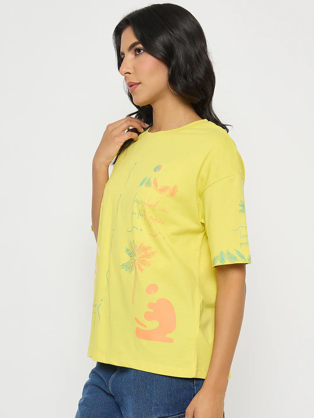 Madame All Over Print Lemon Yellow T-Shirt - Image 5