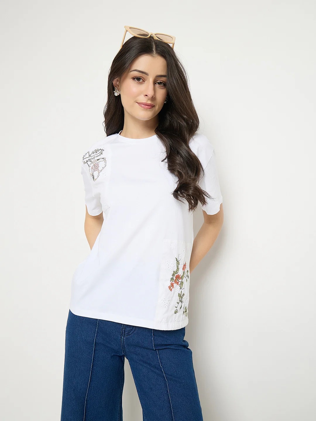 Madame White Cotton Printed T-Shirt - Image 3