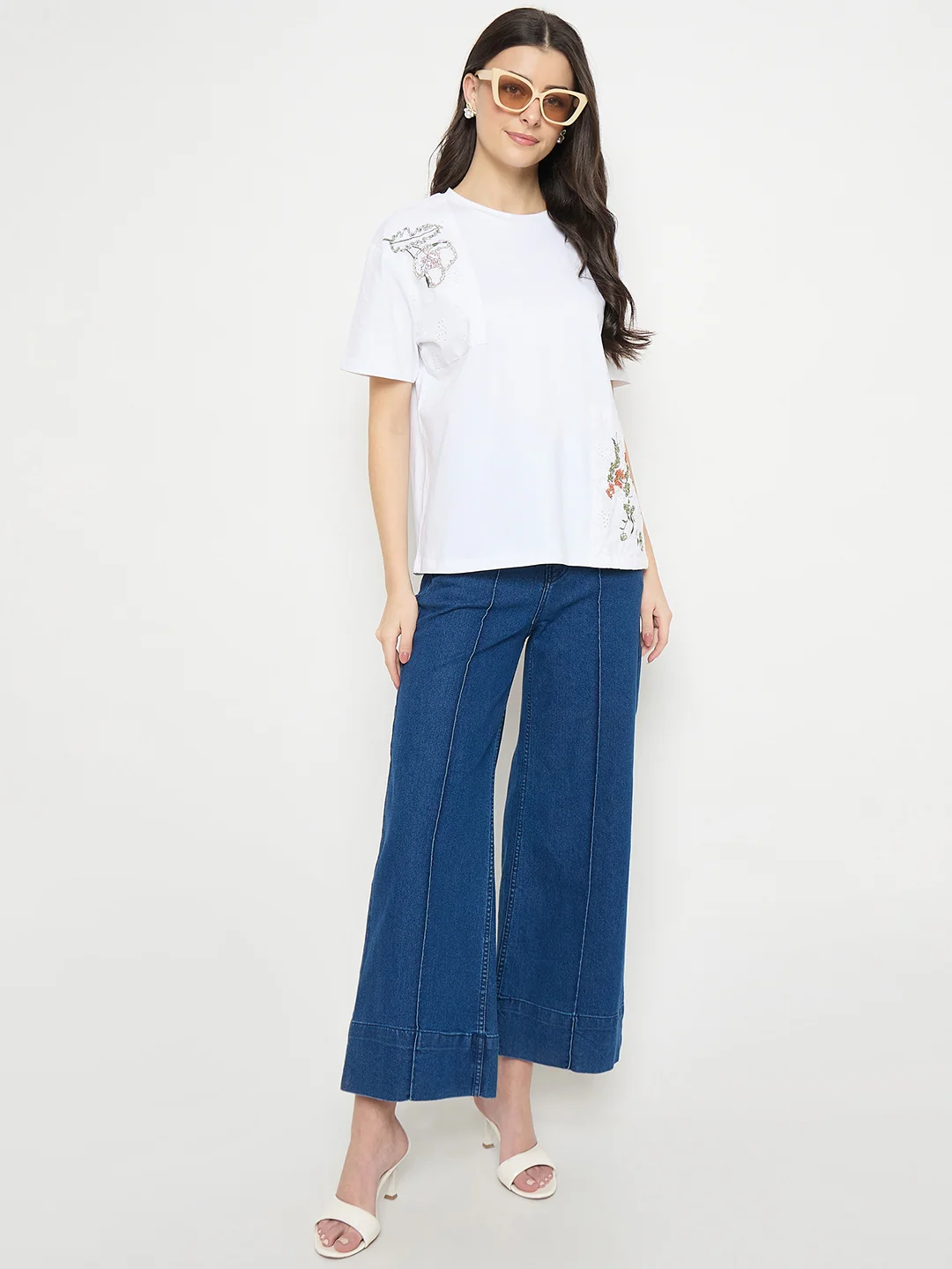 Madame White Cotton Printed T-Shirt - Image 4