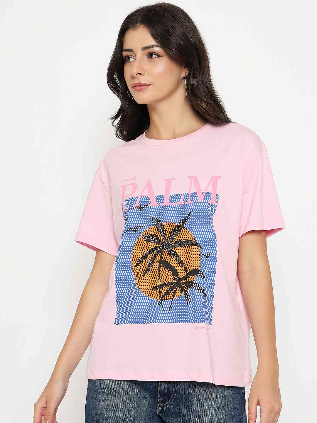 Madame Cotton Graphic Print Pink T-shirt - Image 3