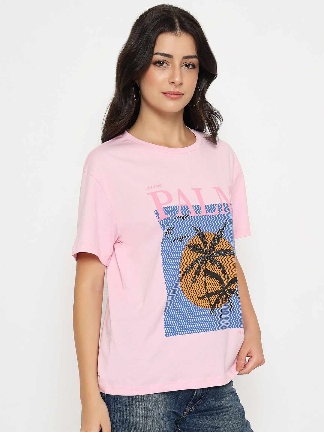 Madame Cotton Graphic Print Pink T-shirt - Image 4