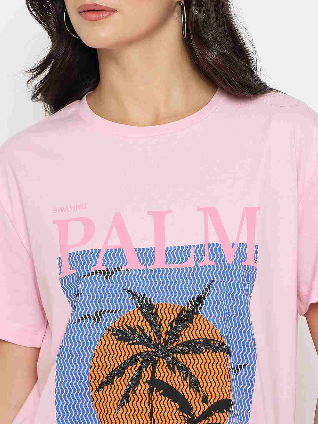Madame Cotton Graphic Print Pink T-shirt - Image 7