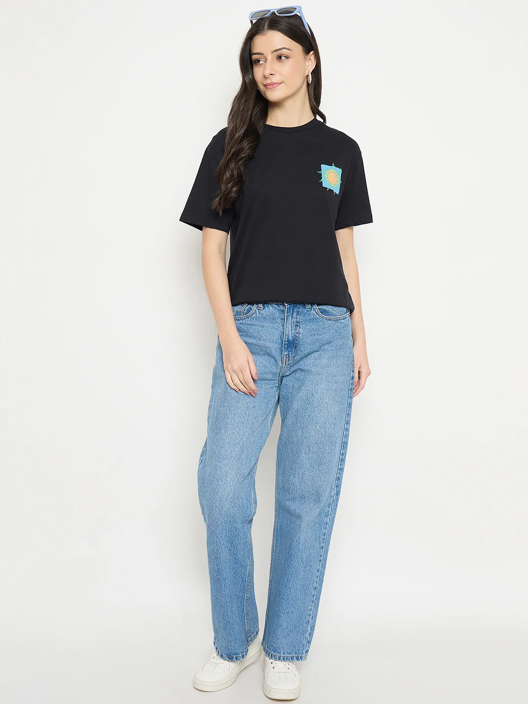 Madame Black Cotton Pocket Print T-Shirt - Image 4