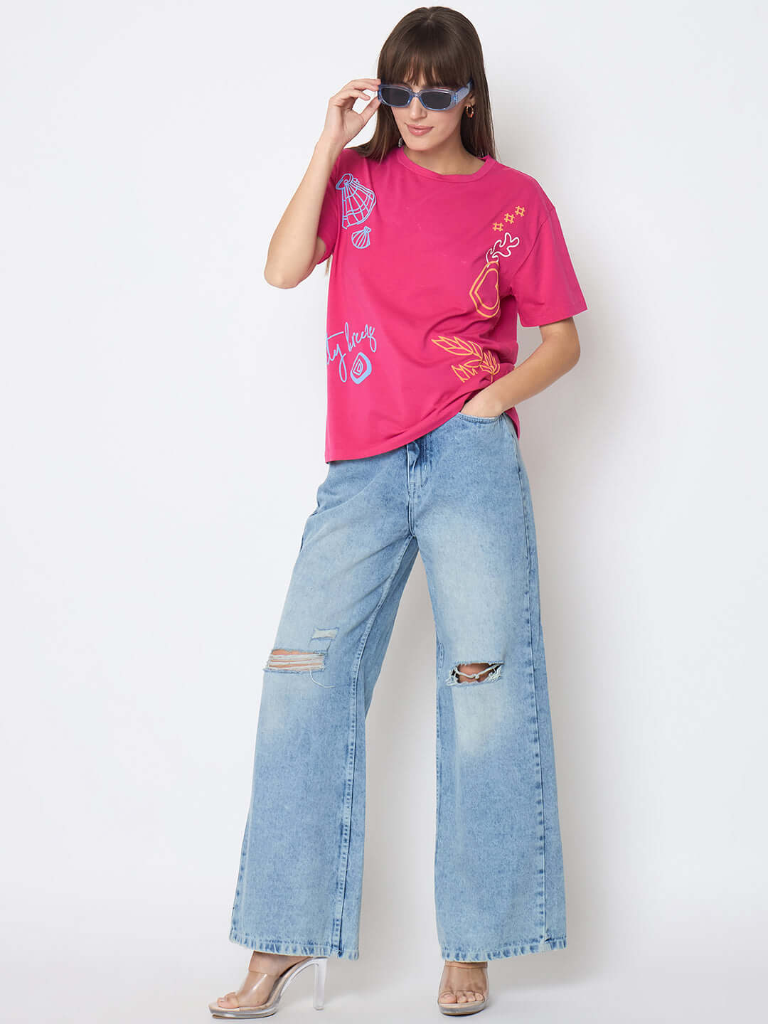 Madame Front and Back Printed Hot Pink Sinker T-shirt - Image 2
