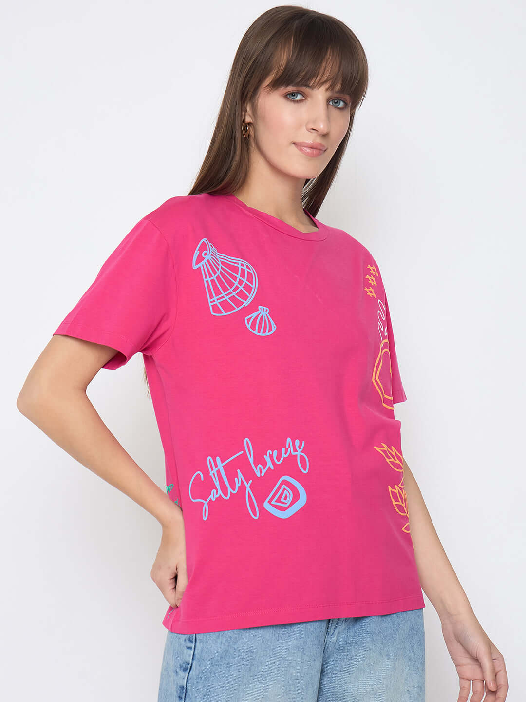 Madame Front and Back Printed Hot Pink Sinker T-shirt - Image 4