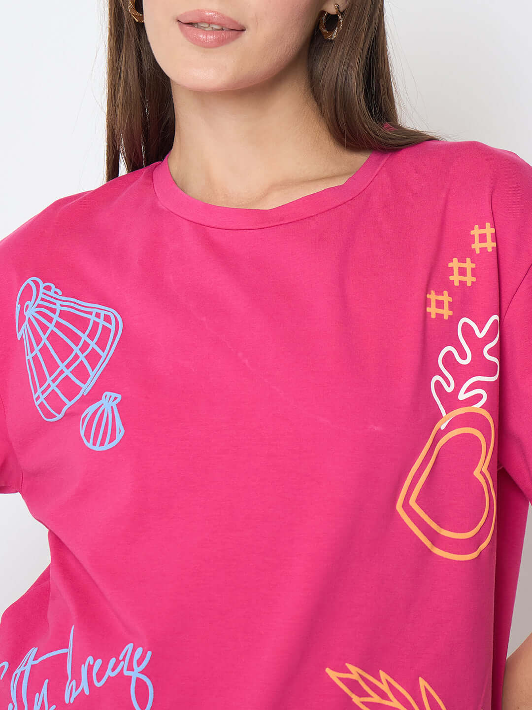 Madame Front and Back Printed Hot Pink Sinker T-shirt - Image 7