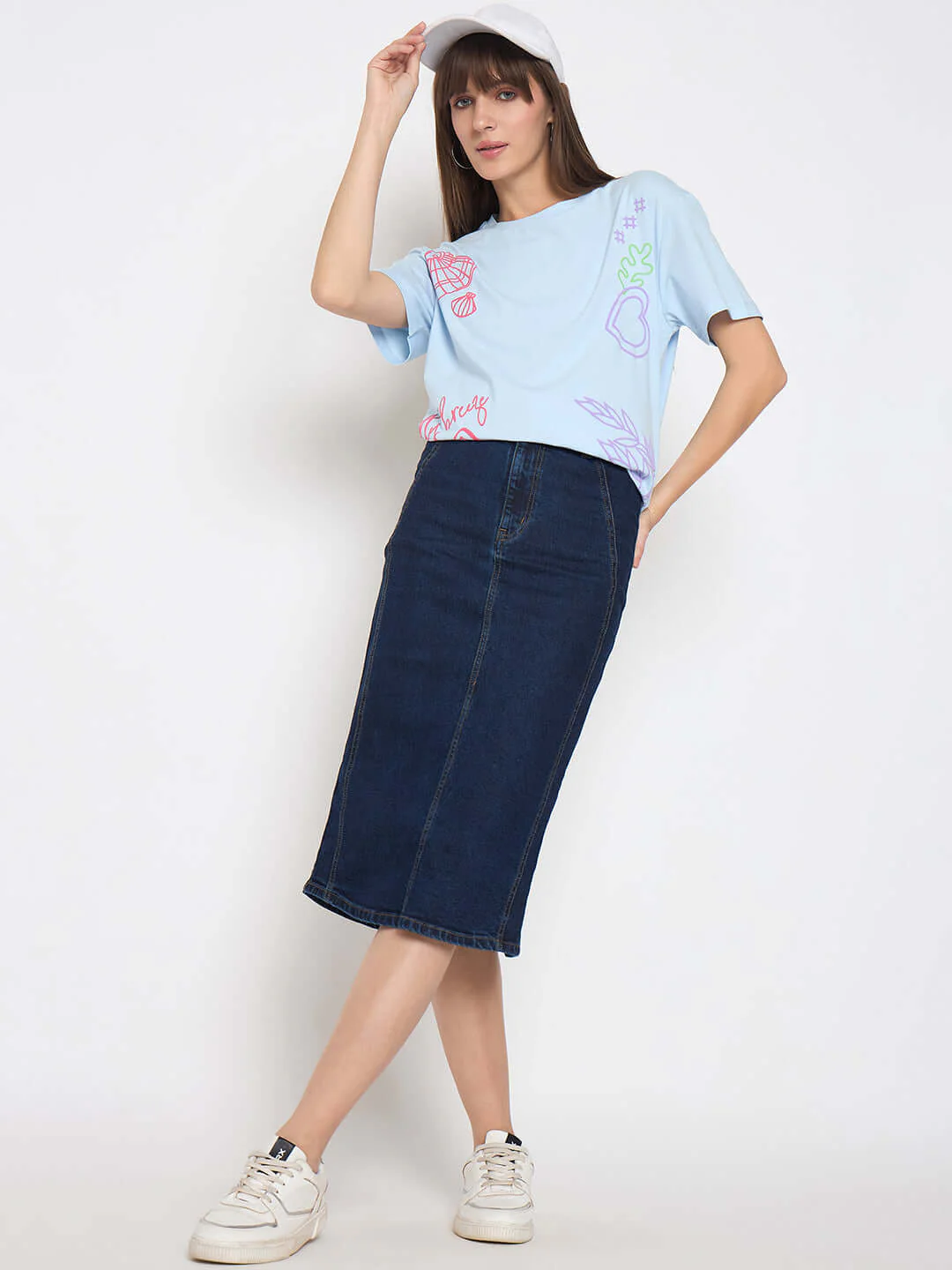 Madame Front and Back Printed Light Blue Sinker Tshirt - Image 2
