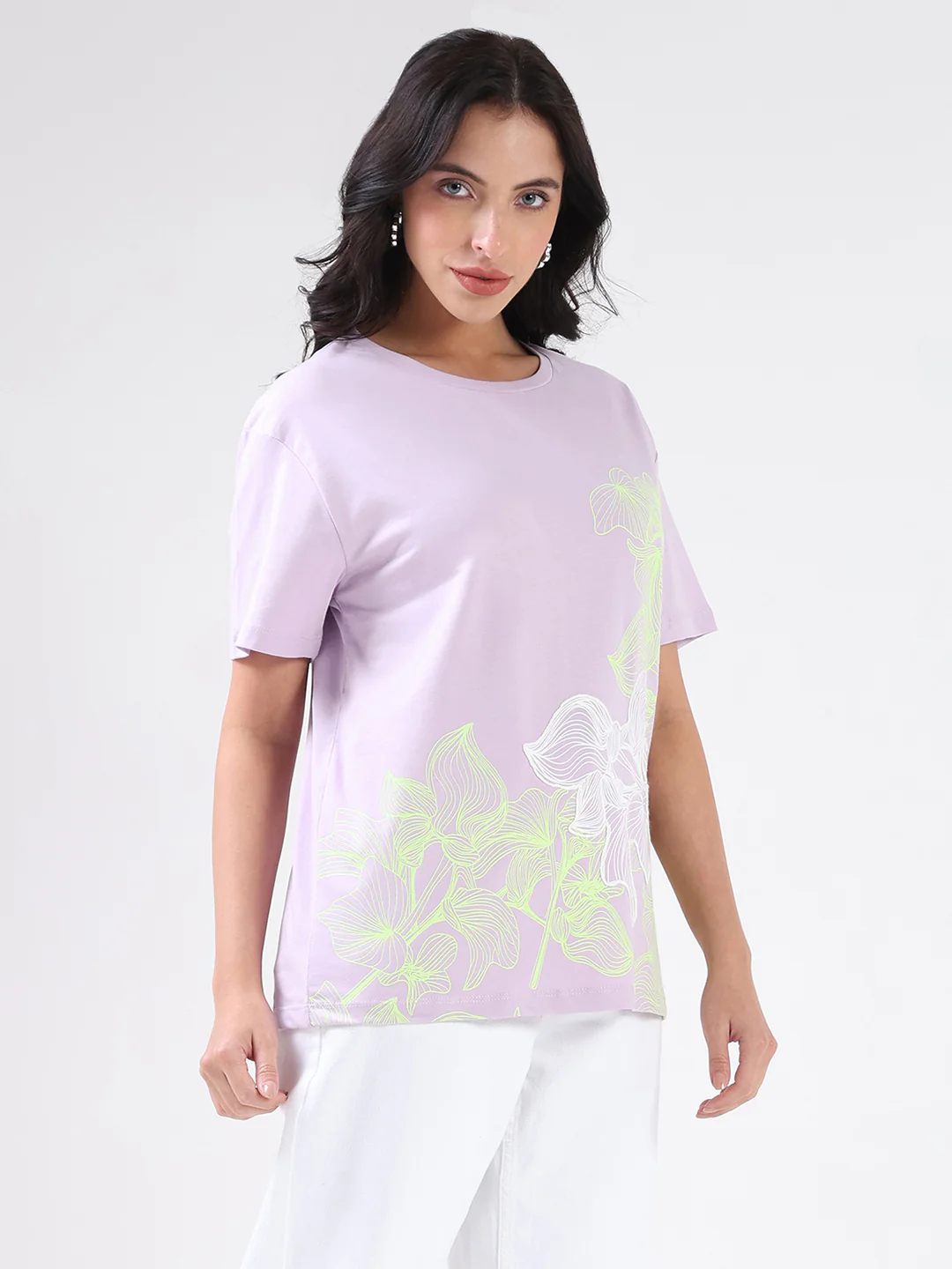 Madame Graphic Print Cord Detailed Lilac Sinker T-Shirt - Image 3