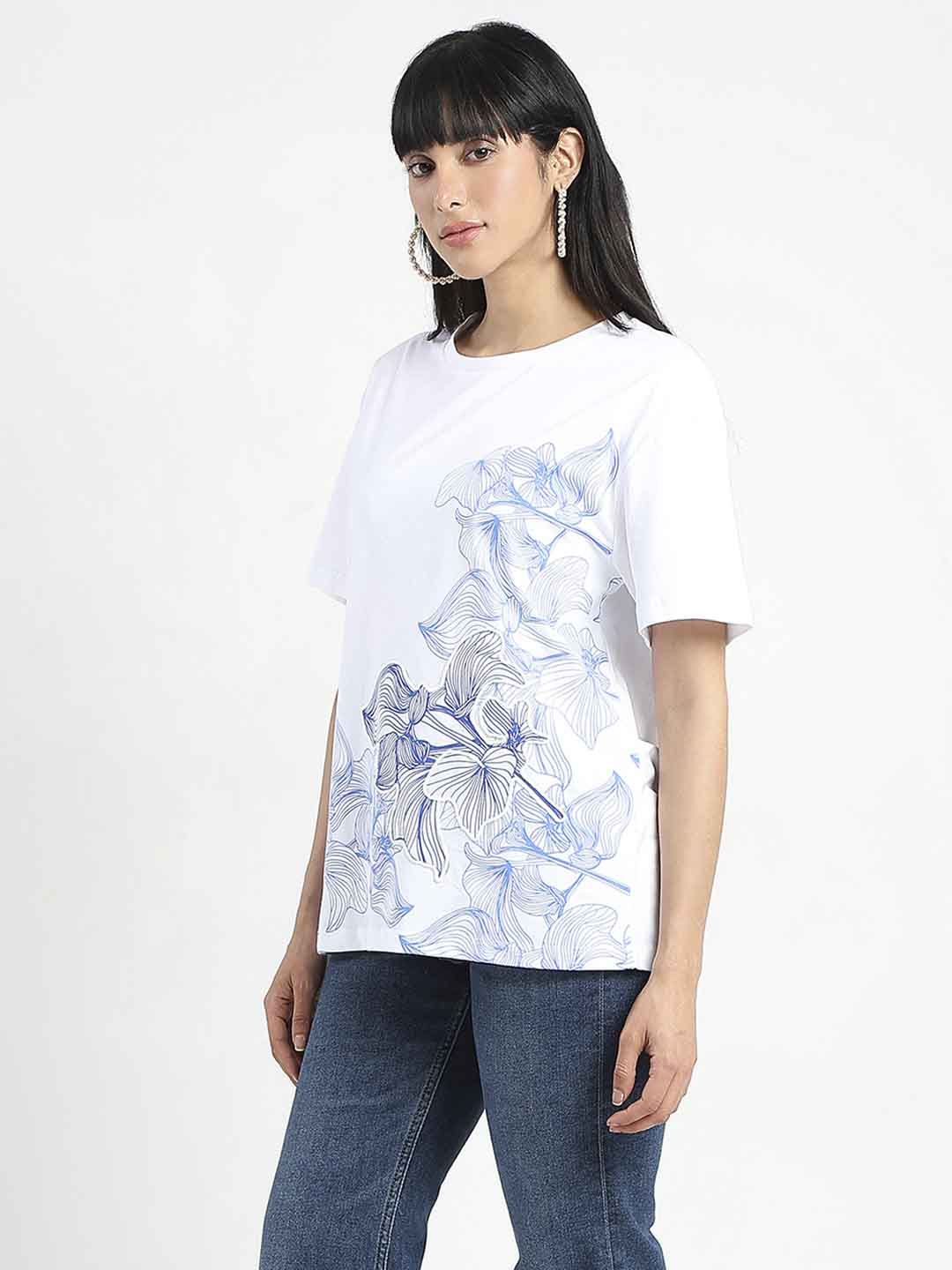 Madame Graphic Print Cord Detailed White Sinker T-Shirt - Image 2