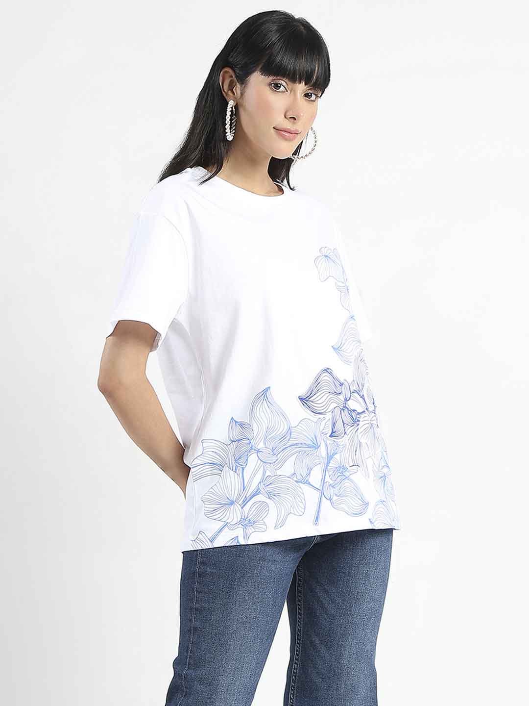 Madame Graphic Print Cord Detailed White Sinker T-Shirt - Image 3