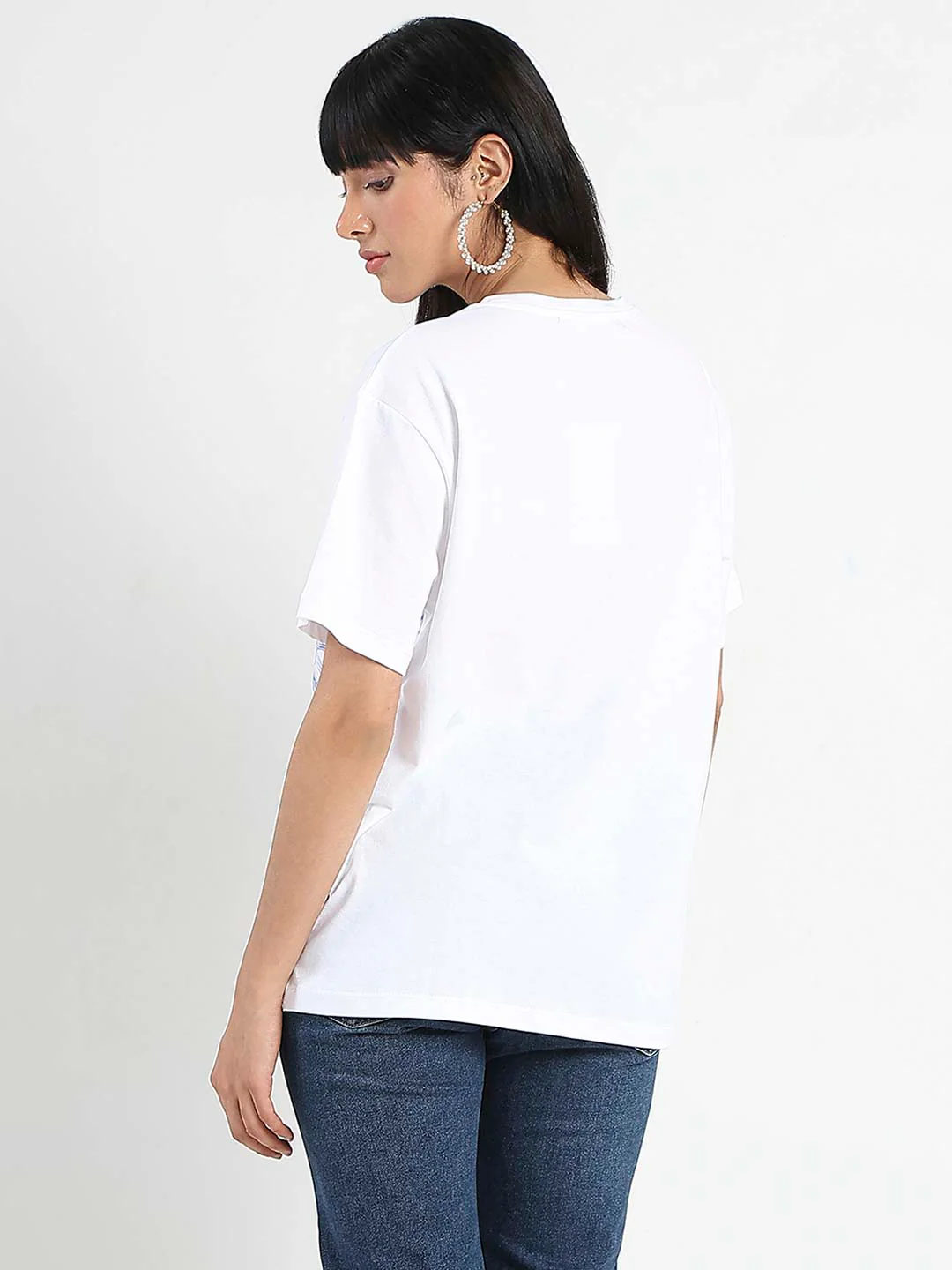 Madame Graphic Print Cord Detailed White Sinker T-Shirt - Image 4