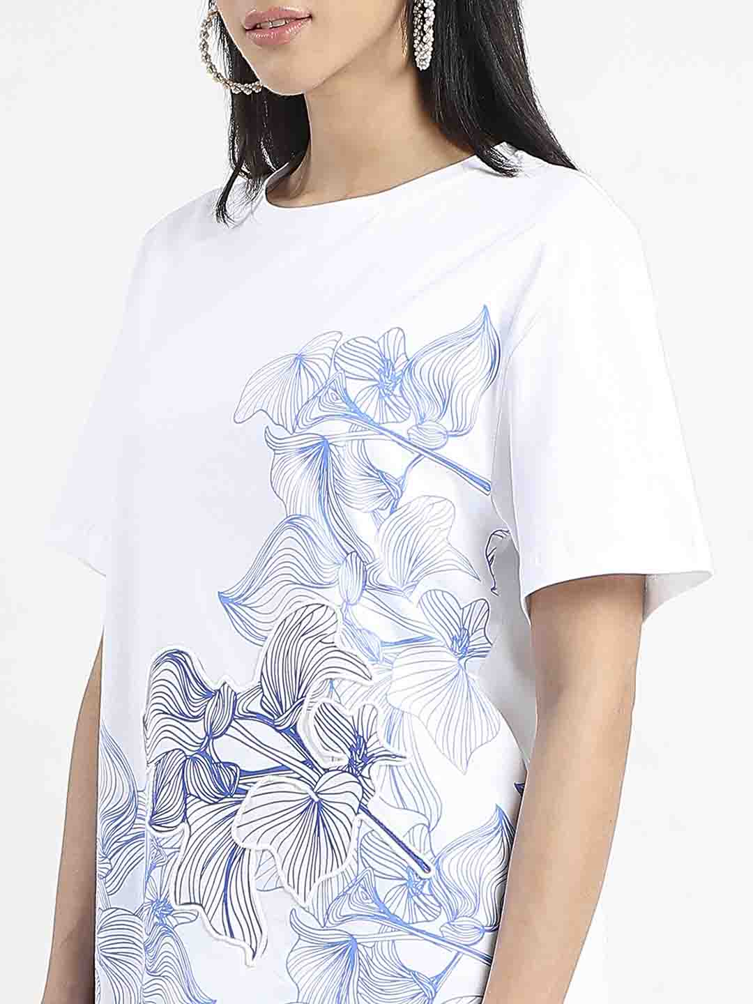 Madame Graphic Print Cord Detailed White Sinker T-Shirt - Image 7