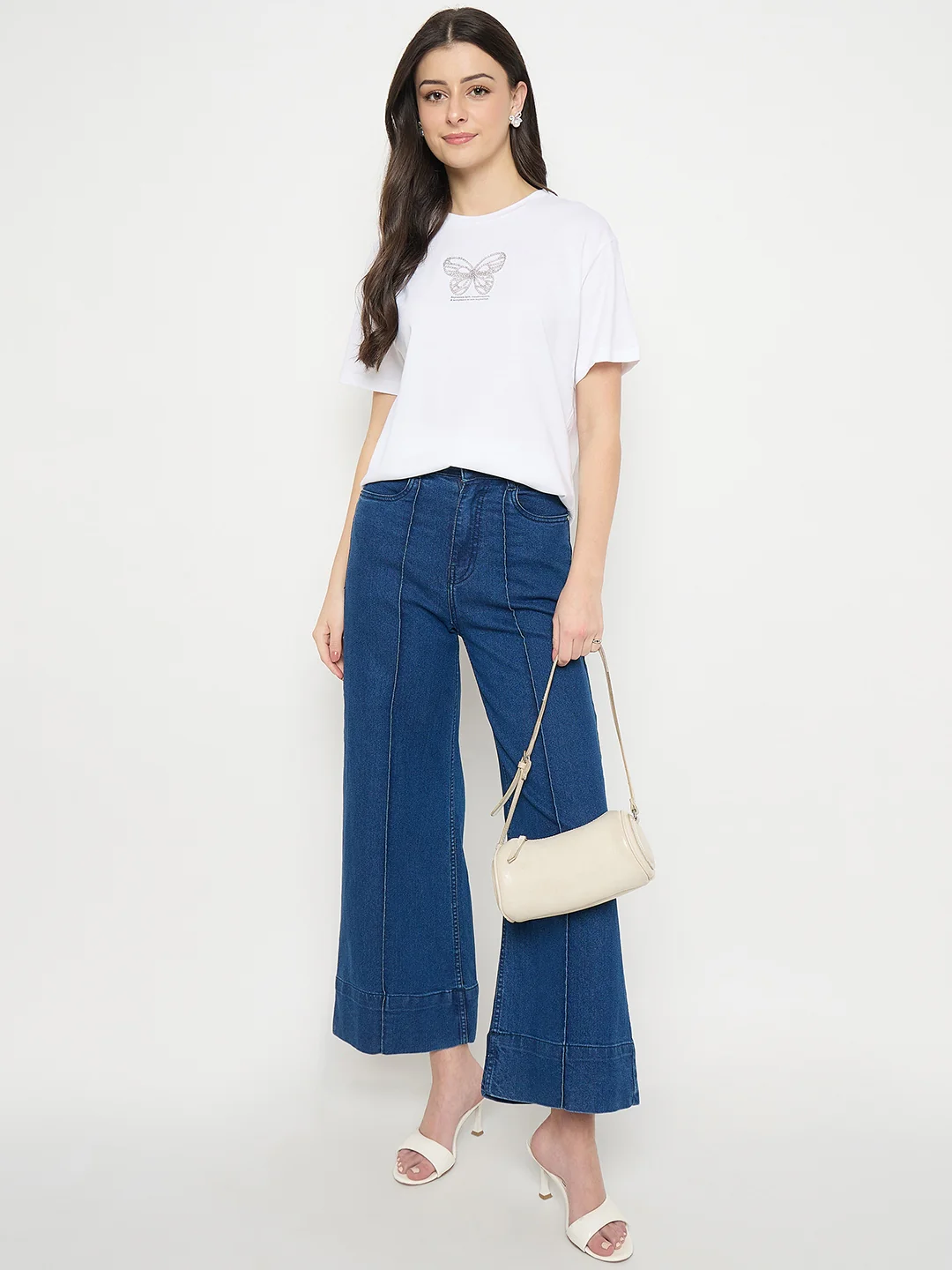 Madame White Cotton Graphic Print T-Shirt - Image 3