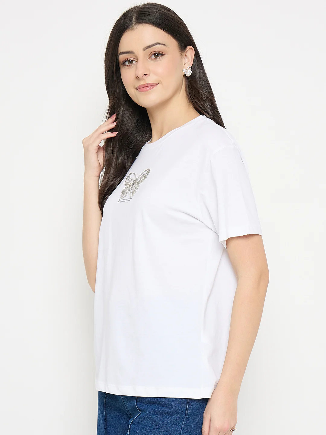 Madame White Cotton Graphic Print T-Shirt - Image 5
