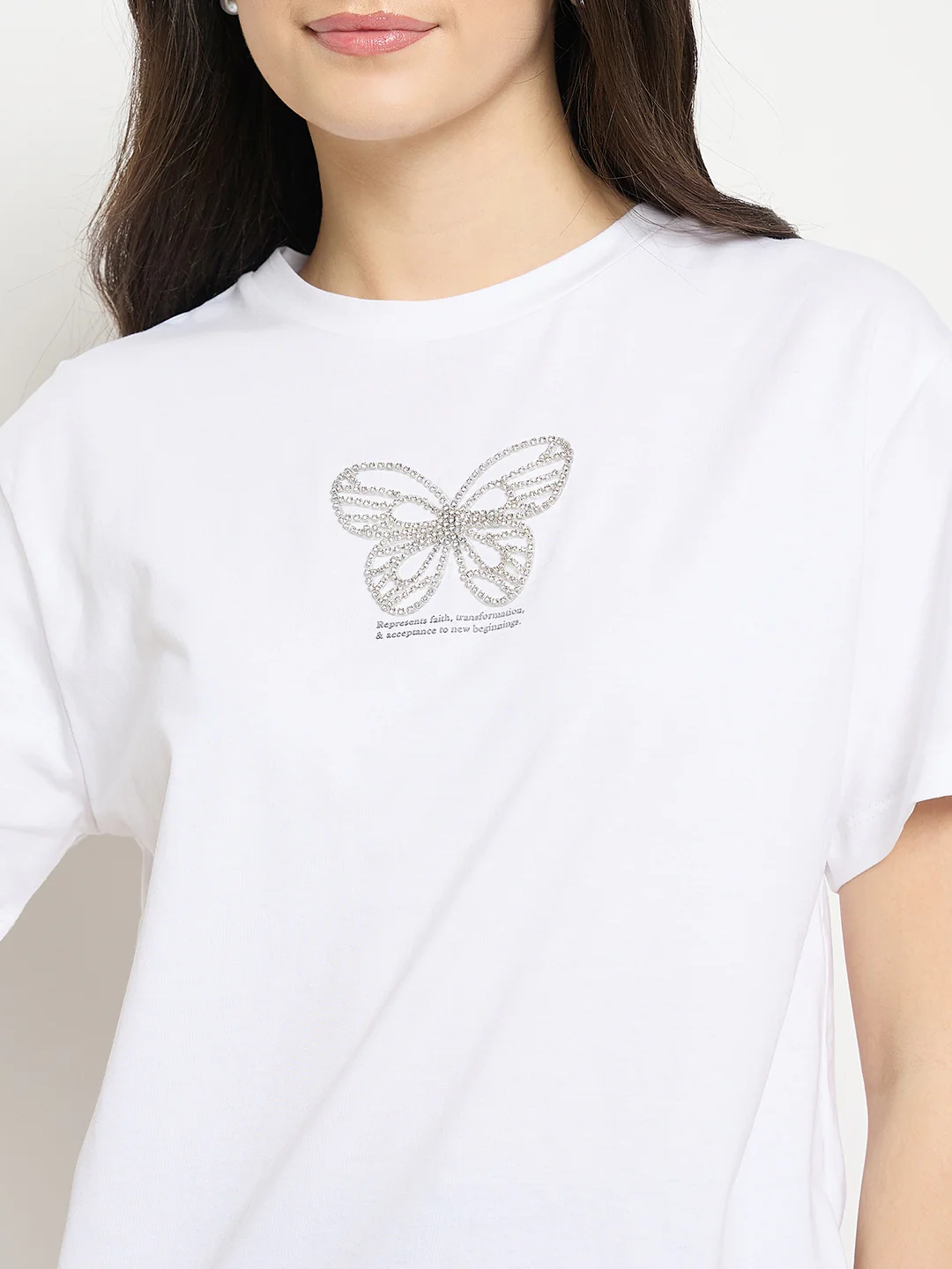 Madame White Cotton Graphic Print T-Shirt - Image 7