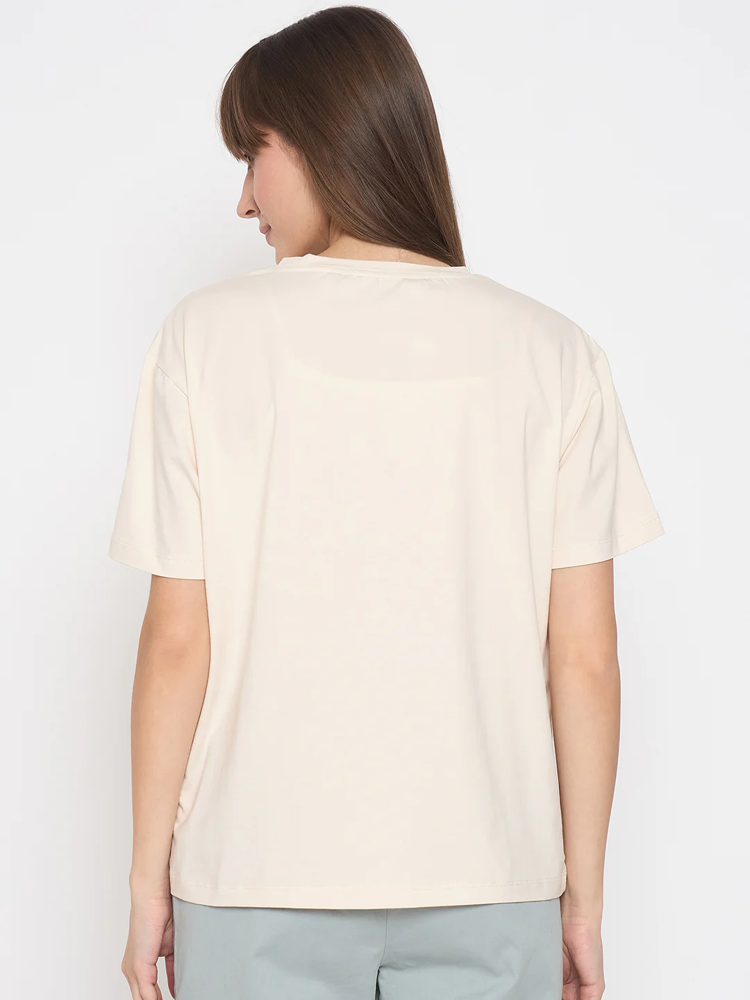 Madame Printed and Handwork Detailed Beige Sinker T-shirt - Image 6
