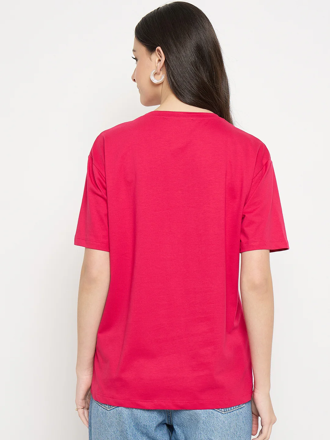 Madame Hot Pink Cotton Printed T-Shirt - Image 6