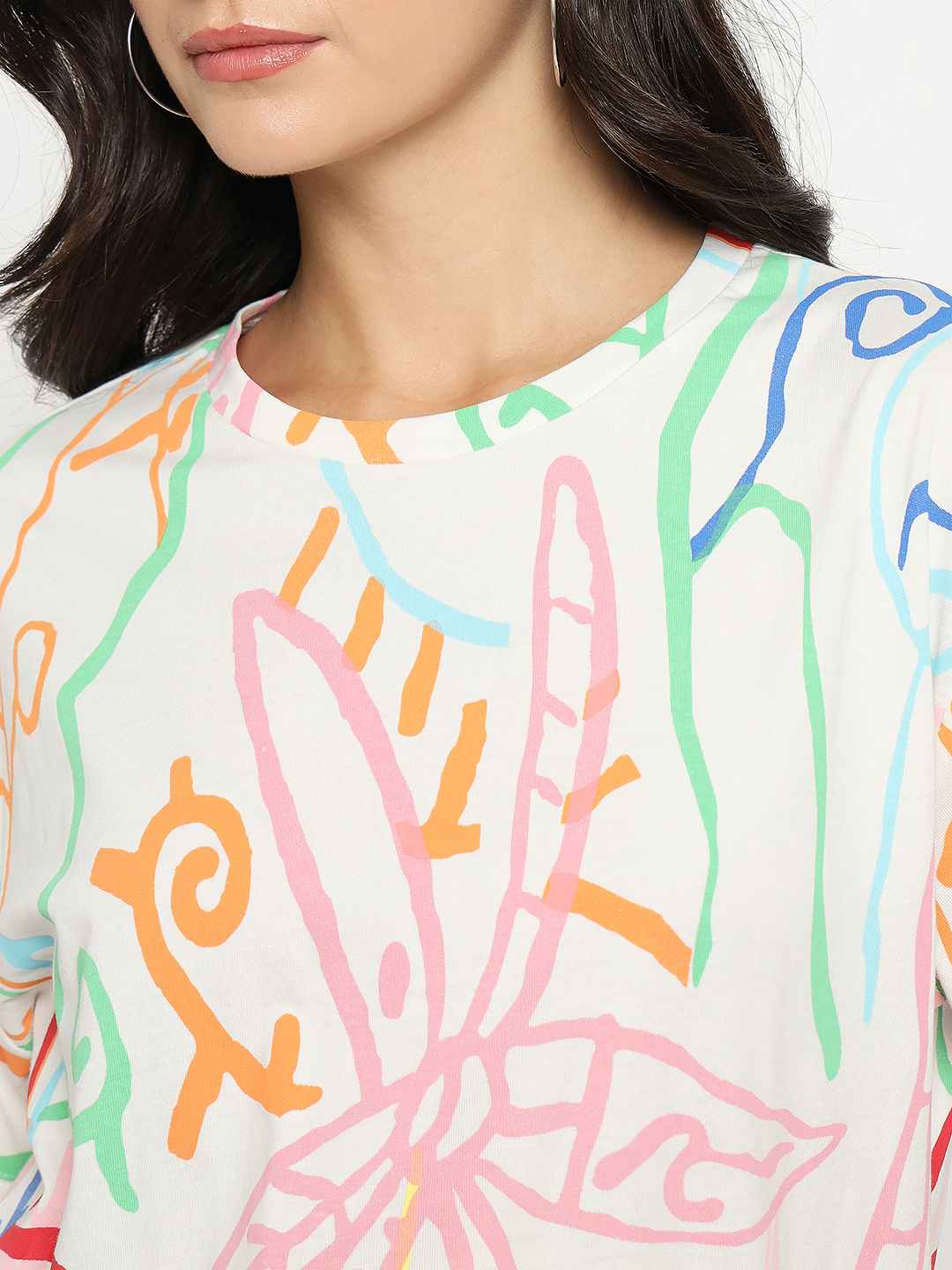 Madame All Over Print Half Sleeve White Cotton T-shirt - Image 7